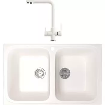 Кухонная мойка и смеситель Mixline ML-GM23 молоко 341