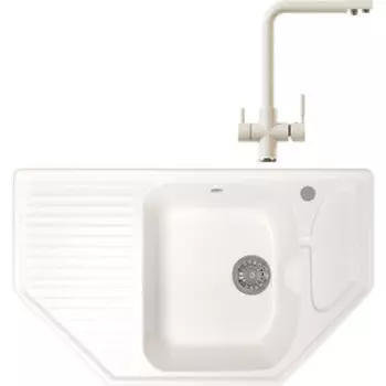 Кухонная мойка и смеситель Mixline ML-GM24 белая 331