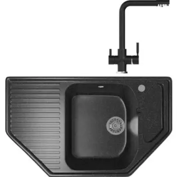 Кухонная мойка и смеситель Mixline ML-GM24 черная 308