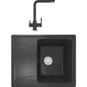 Кухонная мойка и смеситель Mixline ML-GM26 антрацит 343