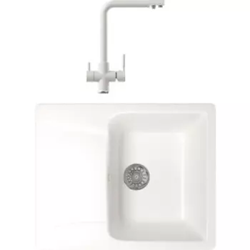 Кухонная мойка и смеситель Mixline ML-GM26 белая 331