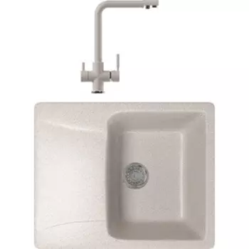 Кухонная мойка и смеситель Mixline ML-GM26 песочная 302