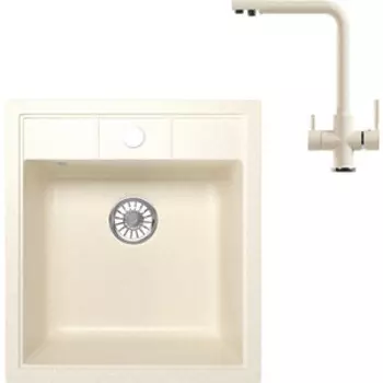 Кухонная мойка и смеситель Mixline ML-GM28 бежевая 328