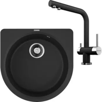 Кухонная мойка и смеситель Omoikiri Akegata 51 BL Nagano черный (4993758, 4994047)