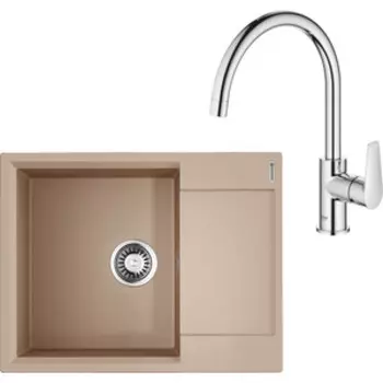 Кухонная мойка и смеситель Omoikiri Daisen 65 SA, Grohe BauEdge бежевая (4993685, 31367001)