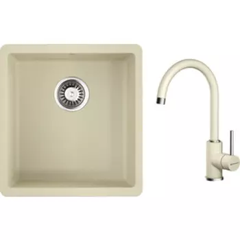 Кухонная мойка и смеситель Omoikiri Kata 40-U BE 40x42 ваниль (4993394, 4994111)