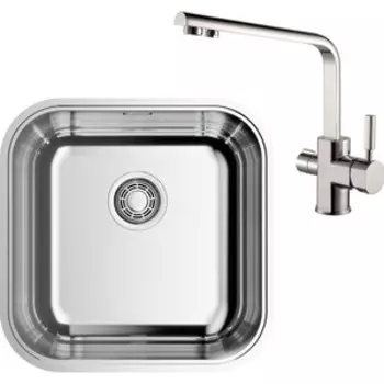 Кухонная мойка и смеситель Omoikiri Omi 44-U/I IN Quadro , Kaiser Decor нержавеющая сталь (4993494, 40144-5)