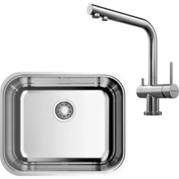Кухонная мойка и смеситель Omoikiri Omi 54-U/IF IN Nagano нержавеющая сталь (4993488, 4994011)