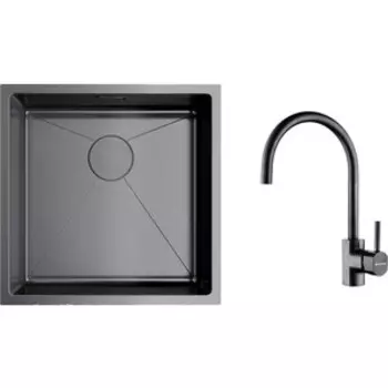 Кухонная мойка и смеситель Omoikiri Taki 44-U/IF GM вороненая сталь (4973521, 4994290)