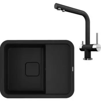 Кухонная мойка и смеситель Omoikiri Tasogare 65 BL Nagano черный (4993490, 4994047)