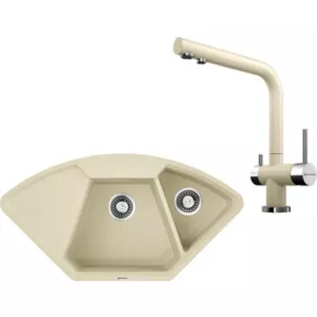 Кухонная мойка и смеситель Omoikiri Yonaka 98-C BE Nagano ваниль (4993710, 4994044)