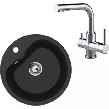 Кухонная мойка и смеситель Ulgran U-100-345 шоколад, Lemark Comfort LM3061C