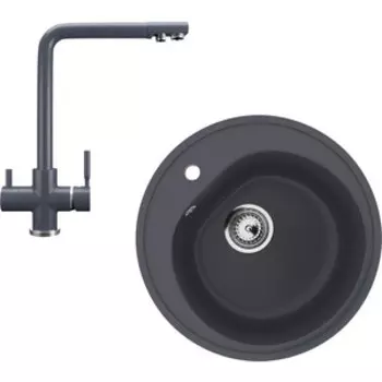 Кухонная мойка и смеситель Ulgran U-101-343, U-016-343 антрацит