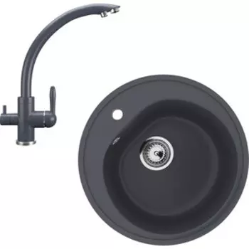 Кухонная мойка и смеситель Ulgran U-101-343, U-017-343 антрацит