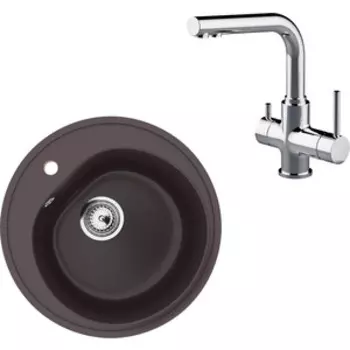 Кухонная мойка и смеситель Ulgran U-101-345 шоколад, Lemark Comfort LM3061C