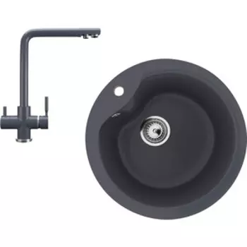 Кухонная мойка и смеситель Ulgran U-102-343, U-016-343 антрацит