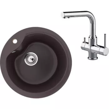 Кухонная мойка и смеситель Ulgran U-102-345 шоколад, Lemark Comfort LM3061C