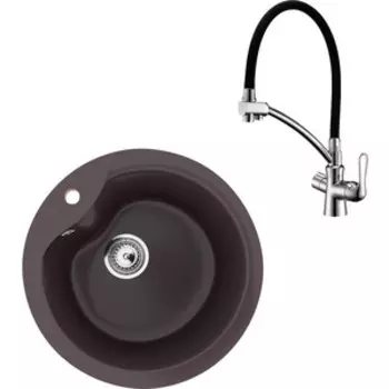 Кухонная мойка и смеситель Ulgran U-102-345 шоколад, Lemark Comfort LM3070C