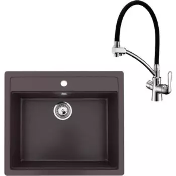 Кухонная мойка и смеситель Ulgran U-104-345 шоколад, Lemark Comfort LM3070C