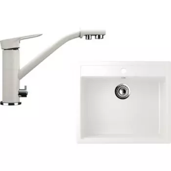 Кухонная мойка и смеситель Ulgran U-104 белый (U-104-331, U-010-331)