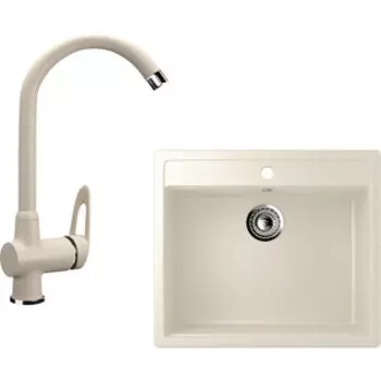Кухонная мойка и смеситель Ulgran U-104 бежевый (U-104-328, U-006-328)