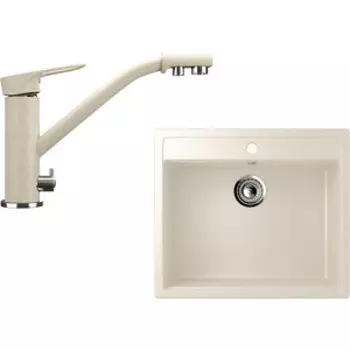 Кухонная мойка и смеситель Ulgran U-104 бежевый (U-104-328, U-010-328)