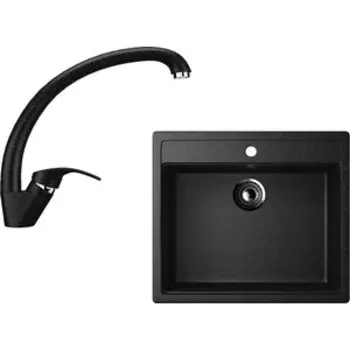 Кухонная мойка и смеситель Ulgran U-104 черный (U-104-308, U-007-308)