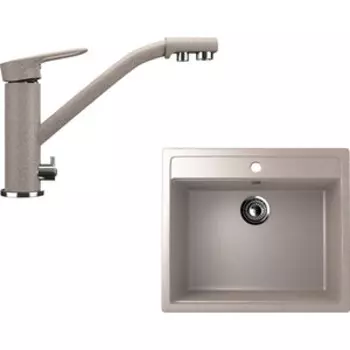 Кухонная мойка и смеситель Ulgran U-104 песочный (U-104-302, U-010-302)
