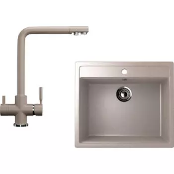 Кухонная мойка и смеситель Ulgran U-104 песочный (U-104-302, U-016-302)