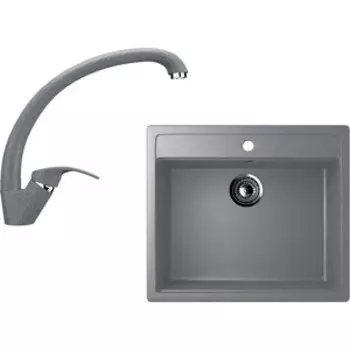 Кухонная мойка и смеситель Ulgran U-104 темно-серый (U-104-309, U-007-309)