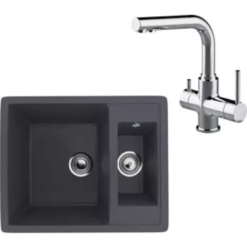 Кухонная мойка и смеситель Ulgran U-106-343 антрацит, Lemark Comfort LM3061C