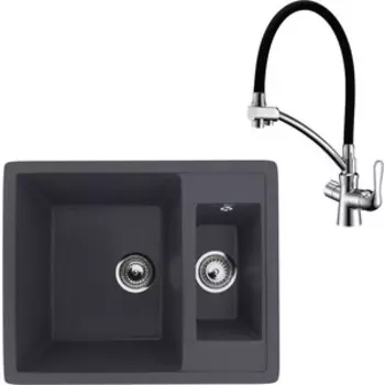 Кухонная мойка и смеситель Ulgran U-106-343 антрацит, Lemark Comfort LM3070C