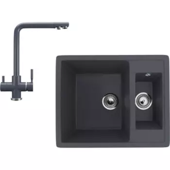 Кухонная мойка и смеситель Ulgran U-106-343, U-016-343 антрацит