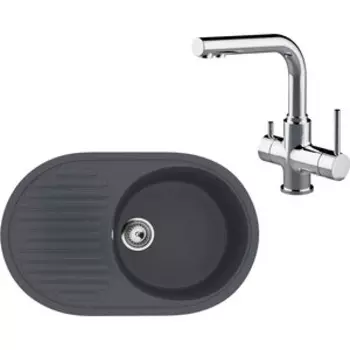 Кухонная мойка и смеситель Ulgran U-107-343 антрацит, Lemark Comfort LM3061C