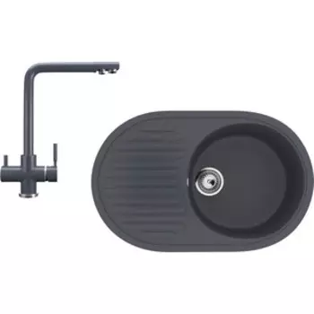 Кухонная мойка и смеситель Ulgran U-107-343, U-016-343 антрацит