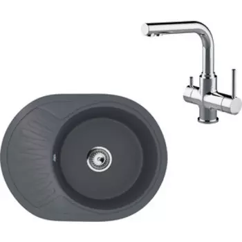 Кухонная мойка и смеситель Ulgran U-107m-343 антрацит, Lemark Comfort LM3061C