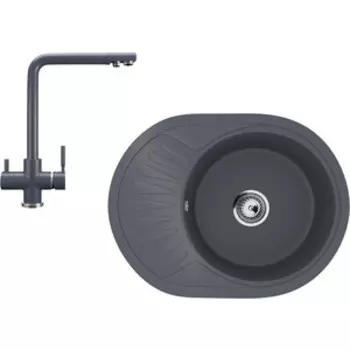 Кухонная мойка и смеситель Ulgran U-107m-343, U-016-343 антрацит