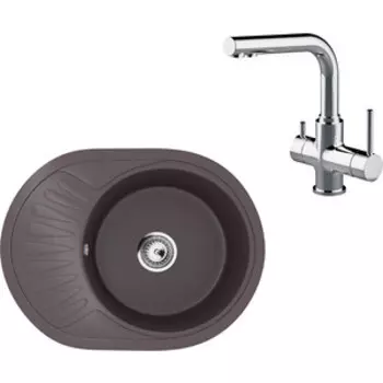 Кухонная мойка и смеситель Ulgran U-107m-345 шоколад, Lemark Comfort LM3061C