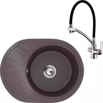 Кухонная мойка и смеситель Ulgran U-107m-345 шоколад, Lemark Comfort LM3070C