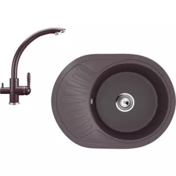 Кухонная мойка и смеситель Ulgran U-107m-345, U-017-345 шоколад