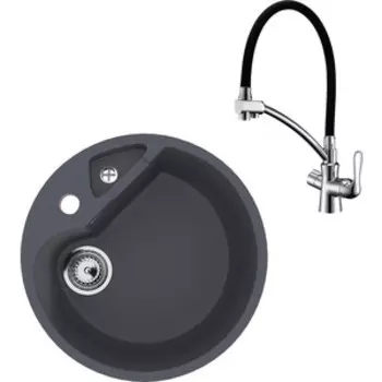 Кухонная мойка и смеситель Ulgran U-108-343 антрацит, Lemark Comfort LM3070C