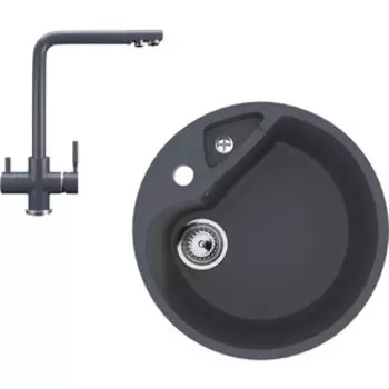 Кухонная мойка и смеситель Ulgran U-108-343, U-016-343 антрацит