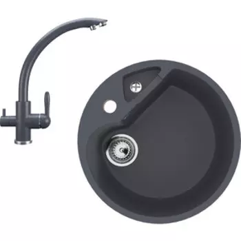 Кухонная мойка и смеситель Ulgran U-108-343, U-017-343 антрацит