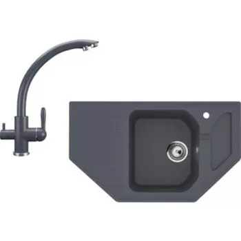 Кухонная мойка и смеситель Ulgran U-109-343, U-017-343 антрацит