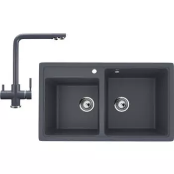Кухонная мойка и смеситель Ulgran U-200-343, U-016-343 антрацит