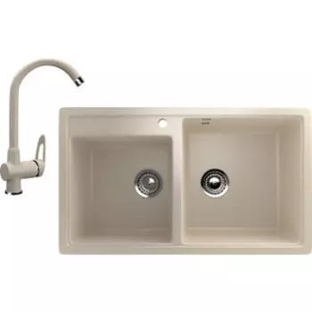 Кухонная мойка и смеситель Ulgran U-200 бежевый