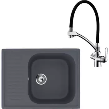 Кухонная мойка и смеситель Ulgran U-202-343 антрацит, Lemark Comfort LM3070C