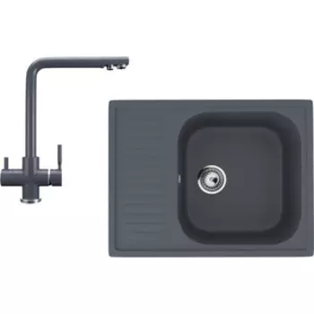 Кухонная мойка и смеситель Ulgran U-202-343, U-016-343 антрацит