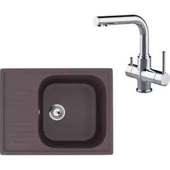 Кухонная мойка и смеситель Ulgran U-202-345 шоколад, Lemark Comfort LM3061C