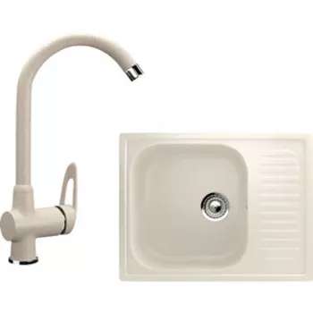 Кухонная мойка и смеситель Ulgran U-202 бежевый (U-202-328, U-006-328)